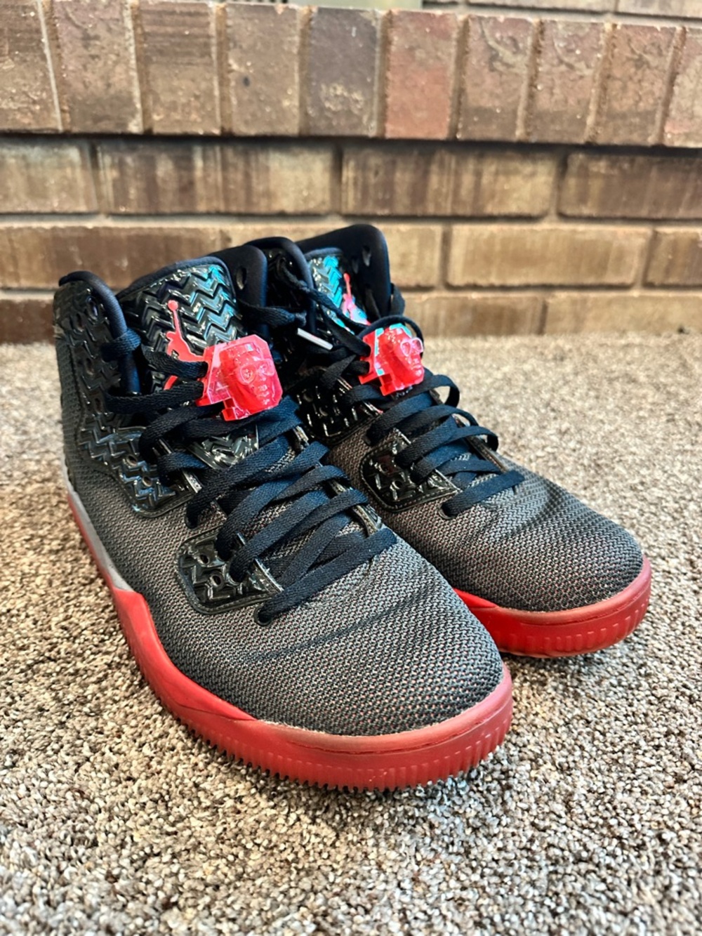 Nike Air Jordan Spike Forty PE Black Red Gray Basketball Shoes Size 12